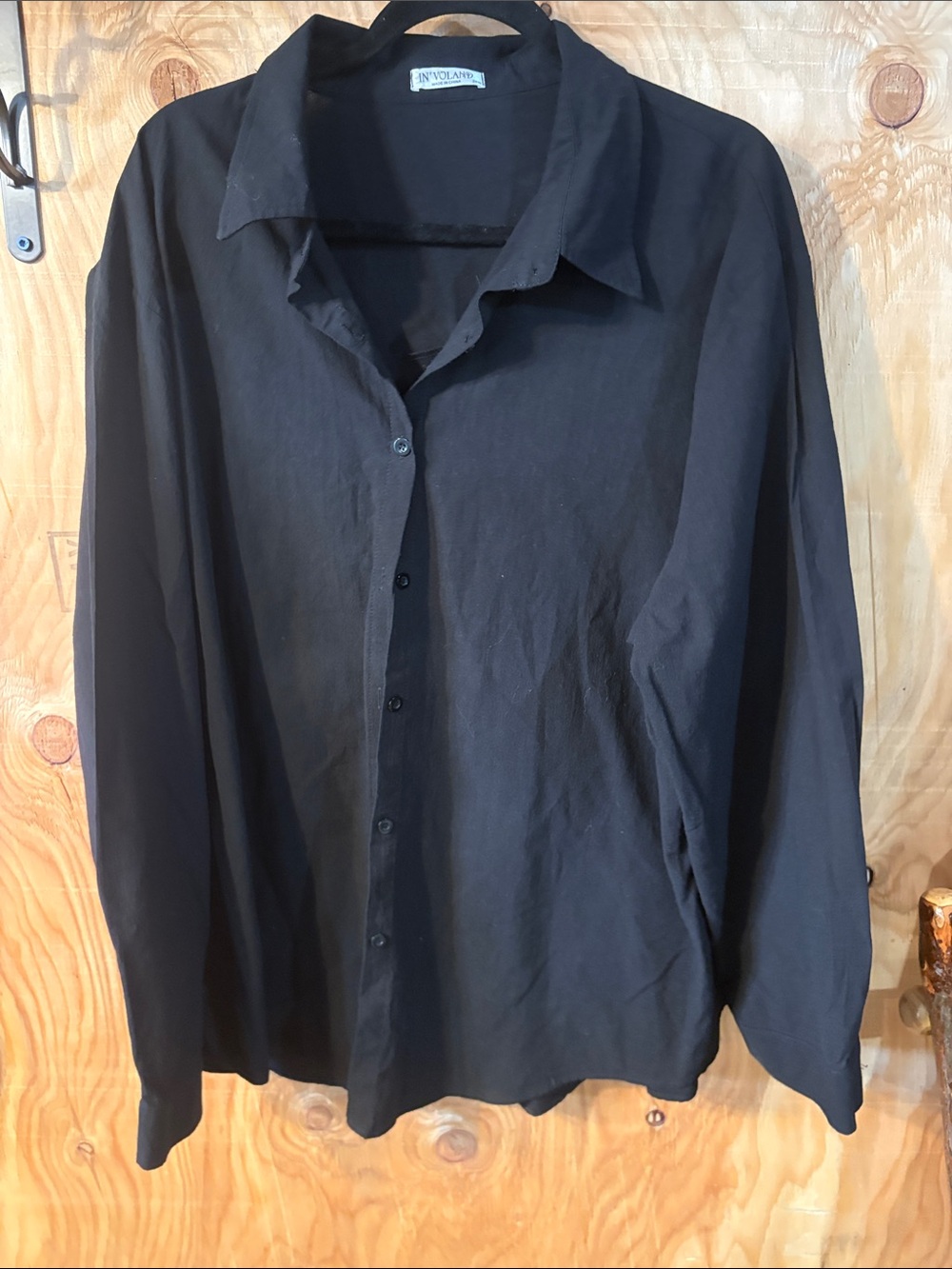 Black Long-Sleeve Button-Up Shirt for Men